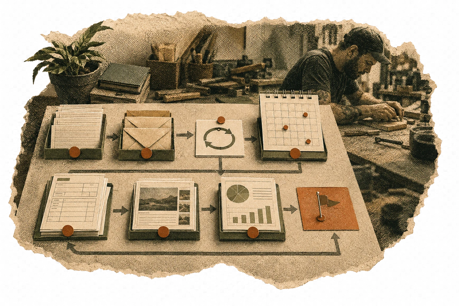 A system runs business tasks while the owner focuses on the craft